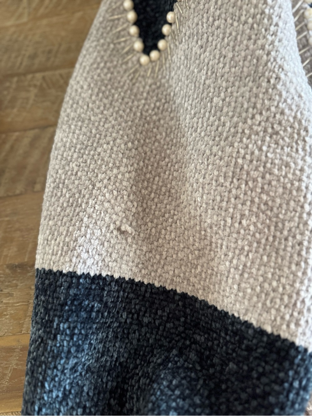 VICI Two-Tone Pearl Trim Crewneck Sweater - Deep Blue & Cream - Picture 3 of 3